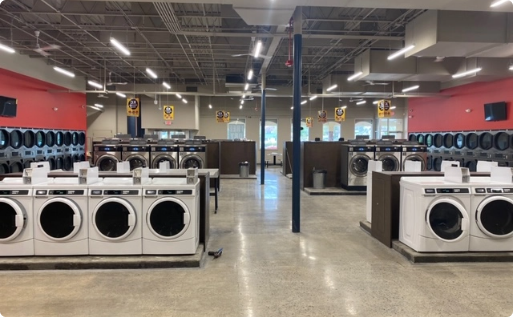 lakeside laundry load machines from back of store