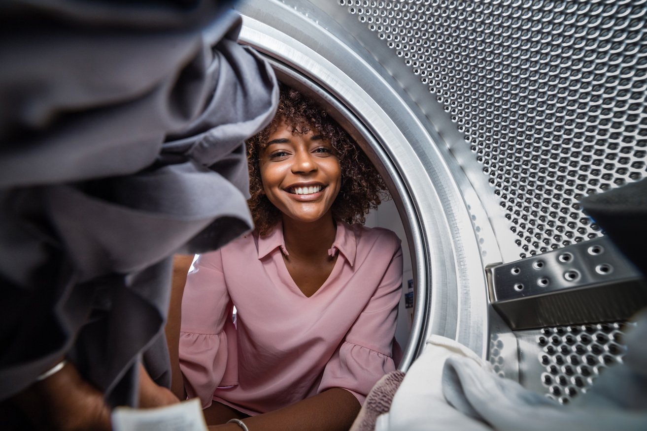 woman doing laundry